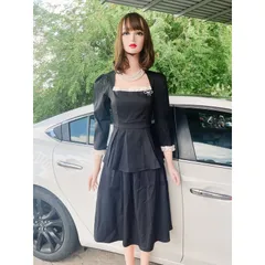 Set áo + chân váy màu đen Hàng có sẵn giao ngay L Hình shop chụp Giá 290k/ cả set