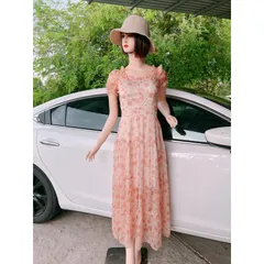 Đầm hoa đi biển, dạo phố xòe nhẹ tơ 2 lớp  Giá 290k Hàng có sẵn giao ngay