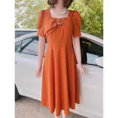 Đầm cách điệu màu cam Giá 290k Hàng có sẵn giao ngay Chất liệu umi cao cấp, có sẵn mút ngực