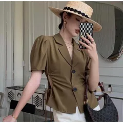 Áo kiểu nữ cổ vest, rút eo, tay ngắn cá tính Giá 90k Hàng có sẵn giao ngay