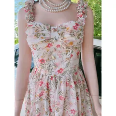 Đầm hoa tầng 2 lớp lót Giá 290k Hàng có sẵn giao ngay Chất liệu chiffon cao cấp Có sẵn mút ngực