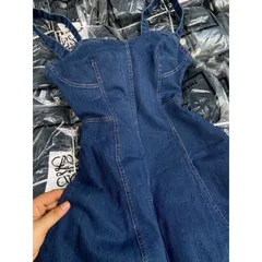 Yếm bò dài đầm jean hai dây dáng xòe phong cách hàn quốc Giá 290k Hàng có sẵn giao ngay