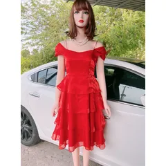 Đầm đỏ tầng siêu đẹp Giá 290k Hàng có sẵn giao ngay Hàng siêu đẹp