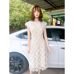 Đầm ren cao cấp Giá 420k Hàng có sẵn giao ngay L Chất liệu ren cao cấp Màu kem