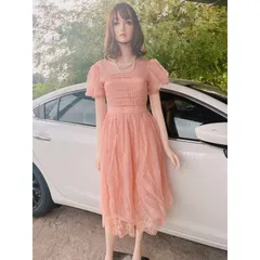 Đầm công chúa phối ren Màu nude Giá 299k Hang có sẵn giao ngay SiZe SM
