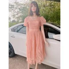 Đầm công chúa phối ren Màu nude Giá 299k Hang có sẵn giao ngay SiZe SM