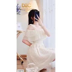 Váy thiết kế cao cấp ren kem trễ vai  Giá 330k Hàng có sẵn giao ngay