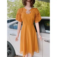 VÁY VOAN HỒNG TAY BÈO Có màu rêu và màu vàng Hàng có sẵn giao ngay Giá 290k Có sẵn mút ngực
