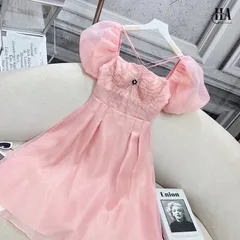 Đầm đính đá siêu đẹp Giá 390k Hàng có sẵn giao ngay L Màu hồng pastel siêu đẹp