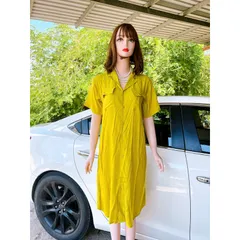 Đầm sơmi lụa nilen cổ vest túi nắp siêu xinh Giá 250k Hàng có sẵn giao ngay