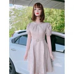 Đầm Gấm Xoè  Chất liệu gấm xốp đúp lót 2 lớp Hàng có sẵn giao ngay S Giá 290k