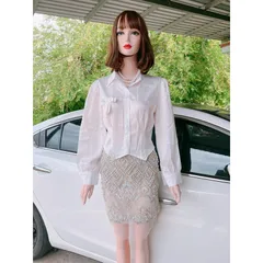 Set gồm áo sơ mi + chân váy đính ngọc Giá 290k/ cả set Hàng có sẵn giao ngay SM