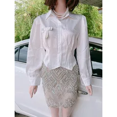 Set gồm áo sơ mi + chân váy đính ngọc Giá 290k/ cả set Hàng có sẵn giao ngay SM