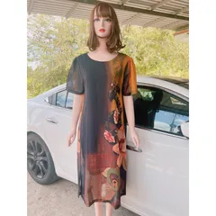 Đầm suông trung niên dự tiệc không kén dáng  (Dài 105cm) Giá 299k Hàng có sẵn giao ngay 3XL