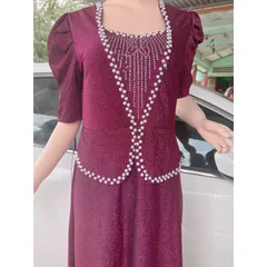 Đầm dạ hội màu hồng đậm Đính kết ngọc siêu đẹp Hàng cao cấp Giá 390k Hàng có sẵn giao ngay