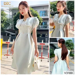 VÁY XANH TAFTA VIỀN NGỌC THIẾT KẾ CAO CẤP DVC Giá 350k Hàng có sẵn giao ngay Hàng cao cấp