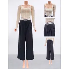 QUẦN ỐNG RỘNG PHỐI CẠP Xám phối TRẮNG LƯNG CAO DÀI  Giá 190k Hàng có sẵn giao ngay L