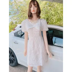 Đầm ren nổi Màu trắng  Hàng có sẵn giao ngay Đủ size Giá 290k