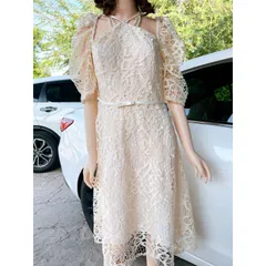 Đầm ren trắng kem Giá 390k Hàng có sẵn giao ngay XL Chất liệu ren cao cấp