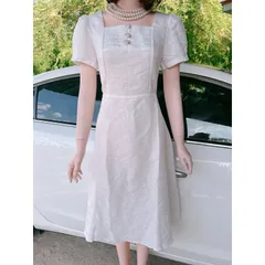 Đầm trắng tiểu thư siêu đẹp Giá 290k Hàng có sẵn giao ngay Chất liệu gấm vân siêu đẹp