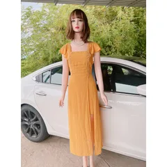 Đầm dáng dài xẻ tà đính đá Hàng có sẵn giao ngay Maù vàng Chất liệu voan 2 lớp Đính đá Giá 290k