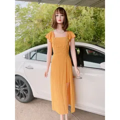 Đầm dáng dài xẻ tà đính đá Hàng có sẵn giao ngay Maù vàng Chất liệu voan 2 lớp Đính đá Giá 290k