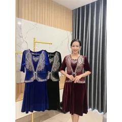 đầm nhung ép đá cao cấp