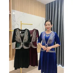 đầm nhung ép đá cao cấp