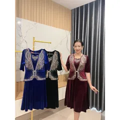 đầm nhung ép đá cao cấp