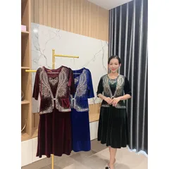 đầm nhung ép đá cao cấp