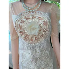 Siêu phẩm váy tacta đính kết chuẩn hãng cao câp Size S M L  Giá 360k Hàng có sẵn giao ngay Màu kem