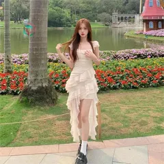 Đầm nữ phiên bản Hàn Quốc thiết kế dễ thương váy đuôi cá phong cách Giá 290k Hàng có sẵn giao ngay Màu kem Đủ size