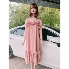 Đầm bèo 2 dây  đầm maxi nữ suông 2 dây bản to phối bèo Giá 290k Hàng có sẵn giao ngay Màu xanh mint + màu hồng phấn
