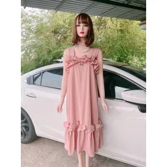 Đầm bèo 2 dây  đầm maxi nữ suông 2 dây bản to phối bèo Giá 290k Hàng có sẵn giao ngay Màu xanh mint + màu hồng phấn