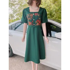 Đầm Họa Tiết Sang Trọng Đi Làm Đi Tiệc siêu đẹp Giá 299k Hàng có sẵn giao ngay 3XL Màu đỏ đô + màu xanh 3XL