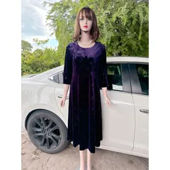 Đầm Midi in hình cổ điển sành điệu, tay lỡ Hàng có sẵn giao ngay  Giá 350k Chất liệu Nhung tuyết siêu đẹp, co giãn