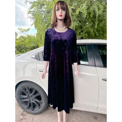 Đầm Midi in hình cổ điển sành điệu, tay lỡ Hàng có sẵn giao ngay  Giá 350k Chất liệu Nhung tuyết siêu đẹp, co giãn