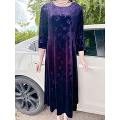 Đầm Midi in hình cổ điển sành điệu, tay lỡ Hàng có sẵn giao ngay  Giá 350k Chất liệu Nhung tuyết siêu đẹp, co giãn