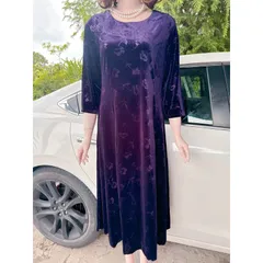 Đầm Midi in hình cổ điển sành điệu, tay lỡ Hàng có sẵn giao ngay  Giá 350k Chất liệu Nhung tuyết siêu đẹp, co giãn