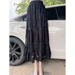 Chân Váy dáng dài Phối Ren Hàng có sẵn giao ngay  Đủ size tới 90kg Có màu đen và màu đỏ phối đen Giá 190k