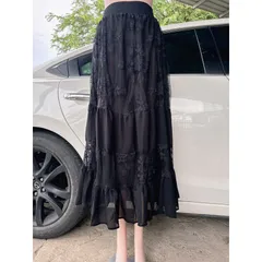 Chân Váy dáng dài Phối Ren Hàng có sẵn giao ngay  Đủ size tới 90kg Có màu đen và màu đỏ phối đen Giá 190k
