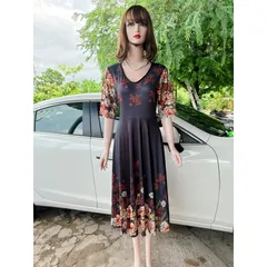Đầm hoa Quảng châu cao cấp  Hàng có sẵn giao ngay XL, có đủ size tới 90kg Giá 290k Co giãn dễ mặc  Chất liệu thun cotton