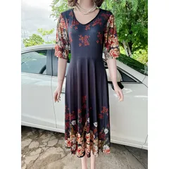 Đầm hoa Quảng châu cao cấp  Hàng có sẵn giao ngay XL, có đủ size tới 90kg Giá 290k Co giãn dễ mặc  Chất liệu thun cotton