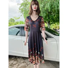 Đầm hoa Quảng châu cao cấp  Hàng có sẵn giao ngay XL, có đủ size tới 90kg Giá 290k Co giãn dễ mặc  Chất liệu thun cotton
