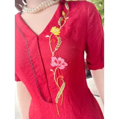 Set áo dài thêu hoa An Thuỷ + chân váy kem eo bo chun co giãn dễ mặc  Hàng có sẵn giao ngay  Giá 290k/ cả set