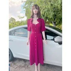 Đầm cổ nữ hoàng Phía sau bo chun co giãn dễ mặc  Hàng có sẵn giao ngay  Giá 290k Chất liệu lụa mango  cao cấp Dưới 75kg