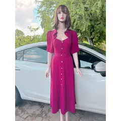 Đầm cổ nữ hoàng Phía sau bo chun co giãn dễ mặc  Hàng có sẵn giao ngay  Giá 290k Chất liệu lụa mango  cao cấp Dưới 75kg