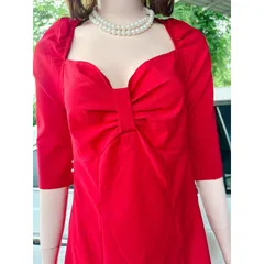 Đầm đỏ xoắn ngực - [HÀNG THIẾT KẾ] màu đỏ cách điệu dáng xòe thiết kế Hàng có sẵn giao ngay  Giá 290k Có đủ size