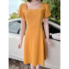 Đầm Xòe Thiết Kế Cổ Vuông Đính Ngọc Phong Cách Sang Trọng Hàng có sẵn giao ngay  Đủ size tới 70kg Chất liệu thun umi