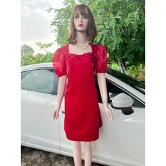 Đầm nơ ngực phối tơ Hàng có sẵn giao ngay 2XL Giá 290k, có đủ size tới 90kg , có Bigsize  Chất liệu tapta xịn phối tơ